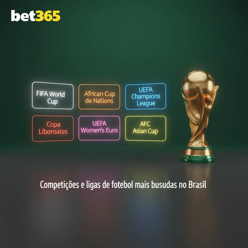 Infográfico das ligas de futebol mais buscadas no Brasil: Copa do Mundo, UCL, Libertadores, Brasileirão e Premier League